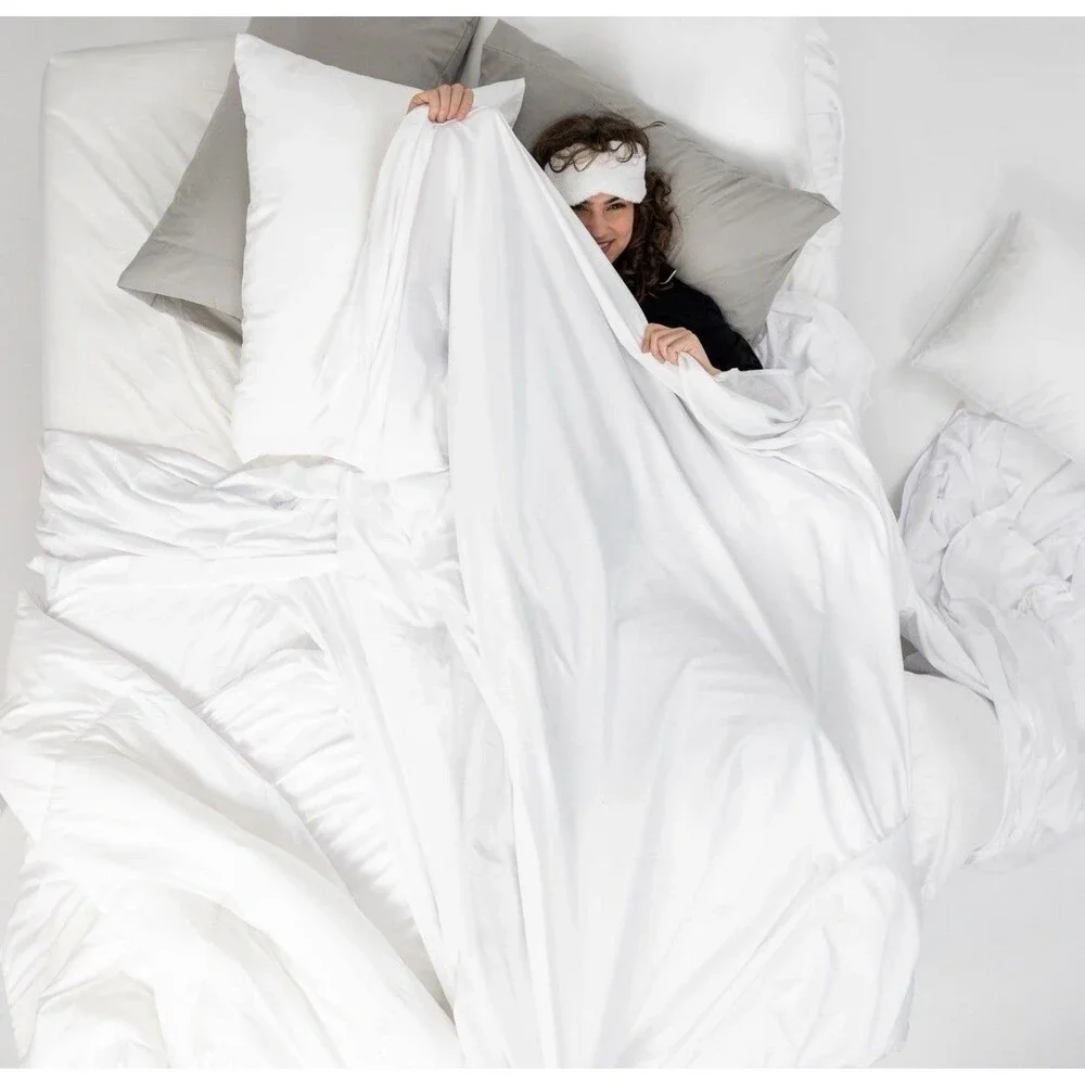 Luxe Hotel Collection Sateen Cotton Retreat Sheet Set Queen White NEW $289 MSRP